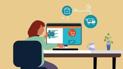 Online Shopping and Package Delivery Process Animation