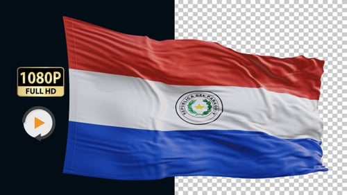 Paraguay Flag Waving Loopable Realistic Animation