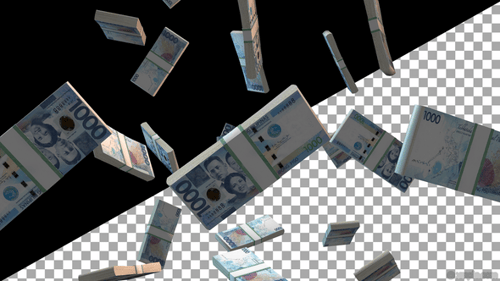 1,000 Philippinischer Peso — Animation zum Geldfall | Realistischer PHP-Währungsregen | Finanzielles Overlay