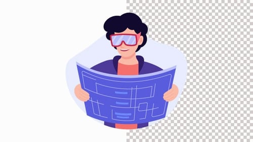 Person Wearing Ar Glasses Projecting Holographic Animation Alpha Channel