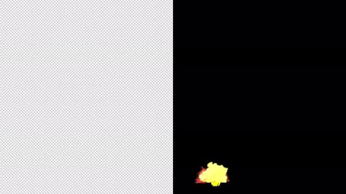 Massive Fireball and Smoke Explosion on Transparent Background