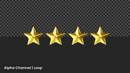 3D 4 Gold Stars Animation | Alpha Loop
