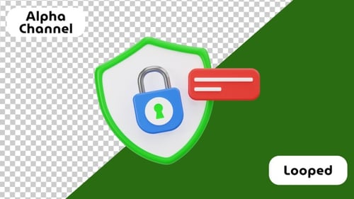3D Padlock Locking on Security Shield with Payment Card