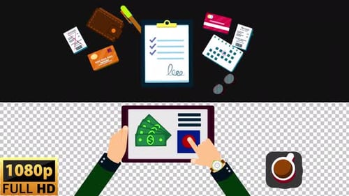 2D Online Payment Animation | Alpha channel