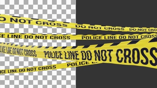 3D Animation of Yellow Crime Scene Do Not Cross Tape | Alpha Channel