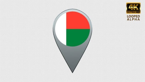 Madagascar Flag Rotating 3D Map Pin Icon