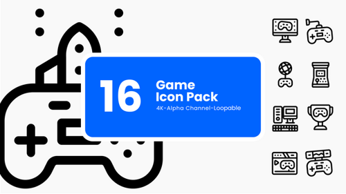 Game Controller & Interface Motion Icons – Animated Line Set
