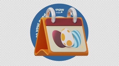 3D Animation Easter Calendar Event Reminder Holiday Loop 4K No Background