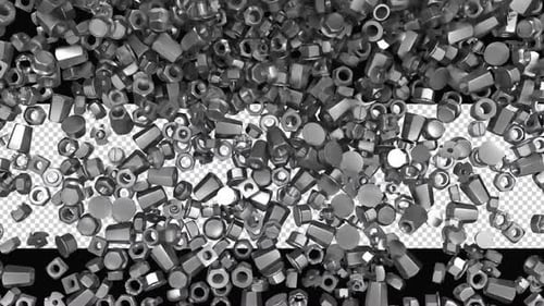 Metallic Nuts and Bolts Filling Screen Transition