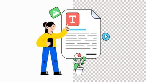 Digital Content Creation Process Flat Design Animation
