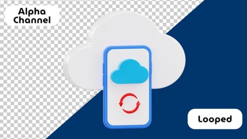 3D Animation of Cloud Sync | Alpha Channel
