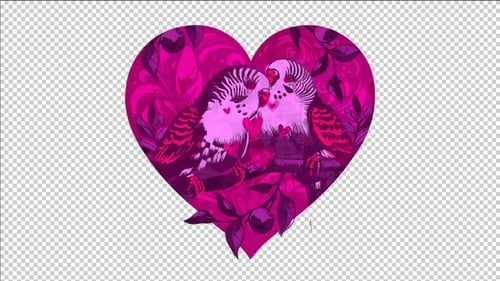 Animated Love Birds in Heart Graphic