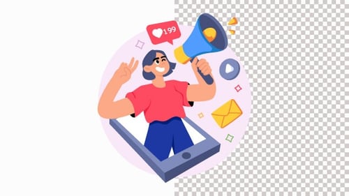 Influencer Marketing Animation Alpha Channel