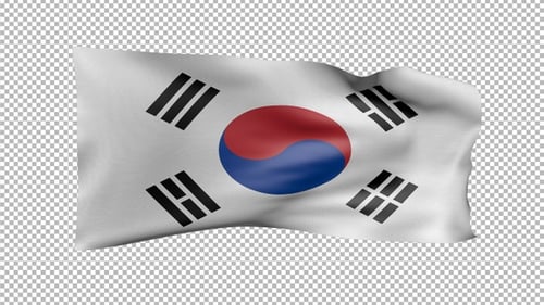 Coreia do Sul acenando a bandeira transparente Alpha