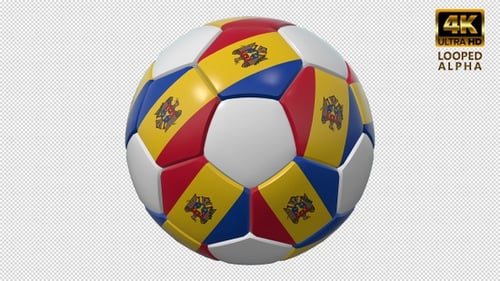 Moldova Flag Soccer Ball Spinning Loop Animation