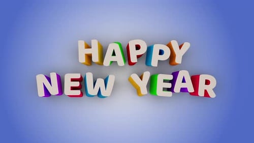 Happy New Year Animated 3D Letters