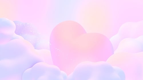 Dreamy Pastel Heart and Sparkling Clouds Animated Background
