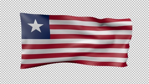 Animated Waving Liberia Flag on Black Background