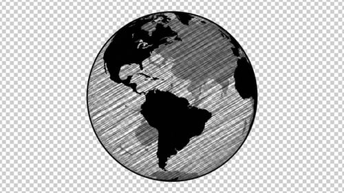 Sketch Style Earth Globe Rotation Animation