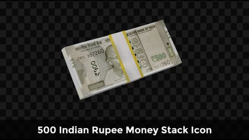 Indian Rupee 500 Banknotes Stack Rotating Animation