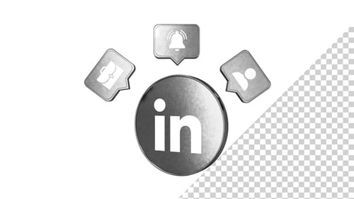 Animated Metallic LinkedIn Social Media Network Icons