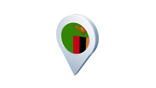 Zambia Flag Location Pin 3D Rotation