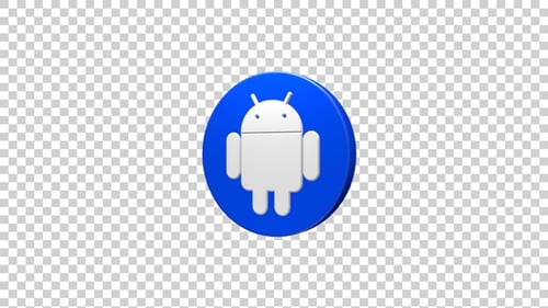 Android Character Icon Rotating Blue