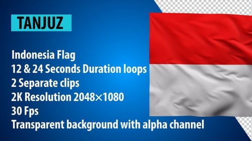 Realistic Indonesian Flag Waving Loop with Alpha Channel
