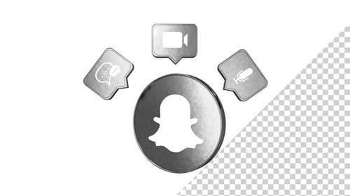 3D Metallic Snapchat and Communication Icons Animation