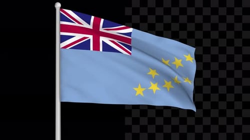 Realistic Tuvalu National Flag Waving Animation with Alpha Channel