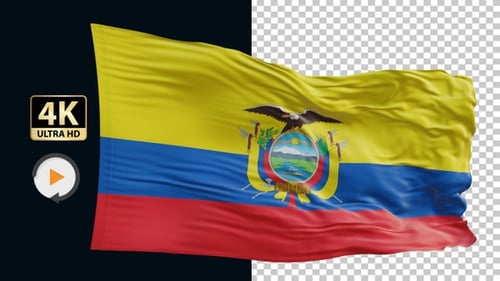 Ecuador National Flag Waving Realistic Animation