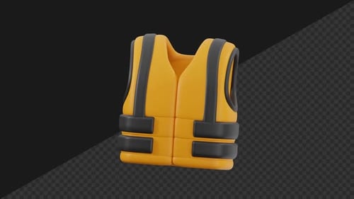 3D Safety Vest Animation with Transparent Background