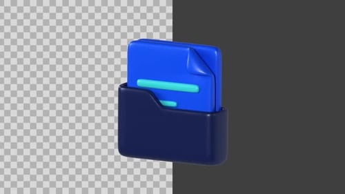 Modern 3D Corporate Folder Icon with Document Insertion Animation