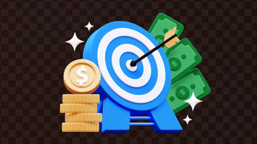 Animated 3D Business Target with Money and Coins