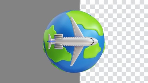 3D Animation of Travel Around the Earth | Alpha Channel