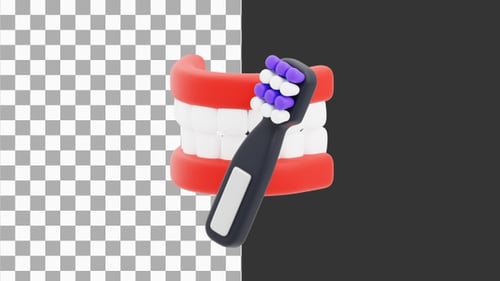 3D Animation of Manual Toothbrush | Alpha Channel