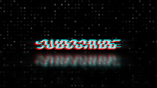 Reflection Glitch Text "Subscribe" With Blink Dots Animation