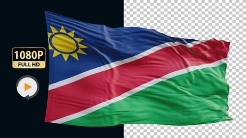 Animated Namibia Flag Waving in Realistic Wind