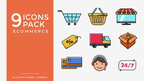 Animated E-commerce Icons Pack in Flat Design