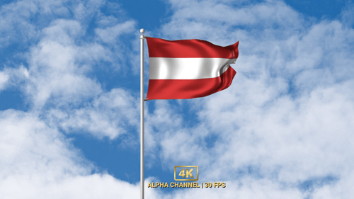 Austrian Flag Waving Seamlessly with Alpha Channel