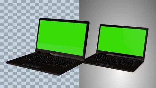 2 items Laptop Mockup green screen animation with Alpha