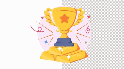 Gold Trophy Animation Alpha Channel