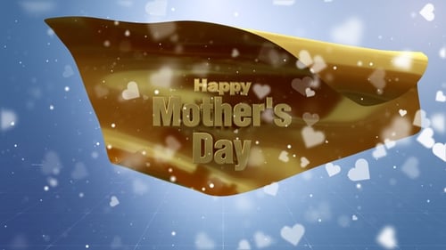 Happy Mother's Day Golden Text Reveal with Floating Hearts