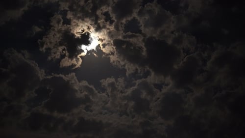 Dramatic Clouds Moving Rapidly Across the Night Sky