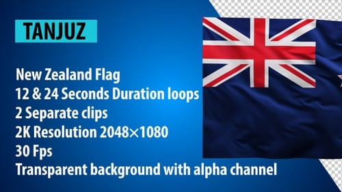 Waving New Zealand National Flag Loop with Alpha Channel