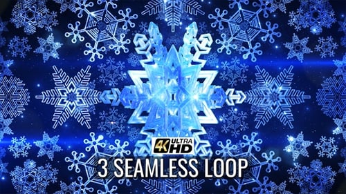 Animated Glowing Blue Snowflakes Christmas Background Loop