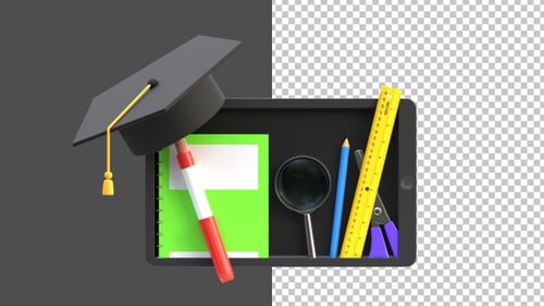 3D Study Education Tablet | Alpha Channel