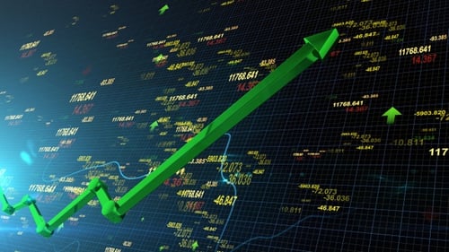 Stock Prices Rising Green Arrow Going Up in 4K