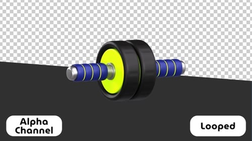 Animação 3D de equipamentos de ginástica Ab Roller Wheel | Alpha Channel