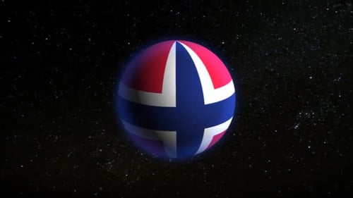 Futuristic Rotating Norway Flag Sphere in Space